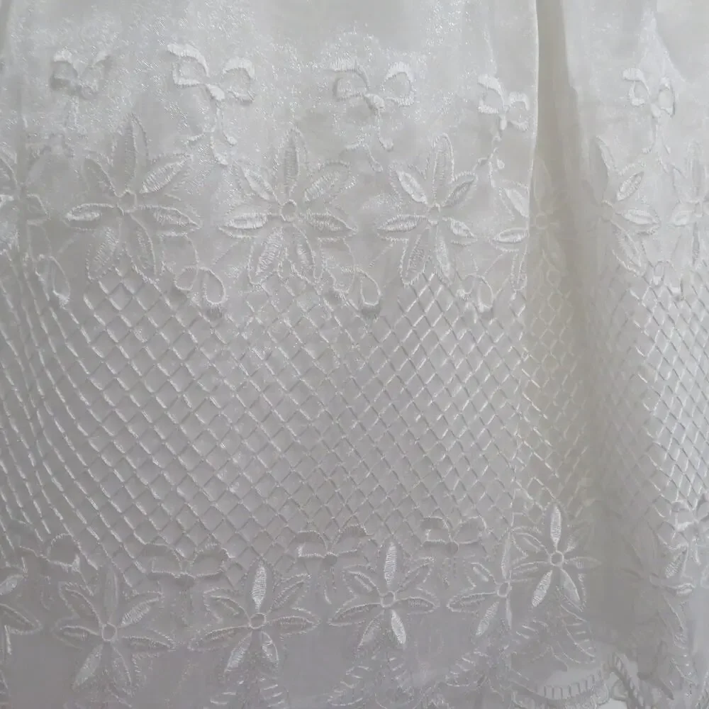 Kids Sz 3 White Baptism Christening Dress Embroidered Bows Flowers Puffy Sleeves